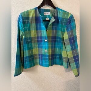 The Very Thing! Vintage brand blue and green plaid blazer Size 14